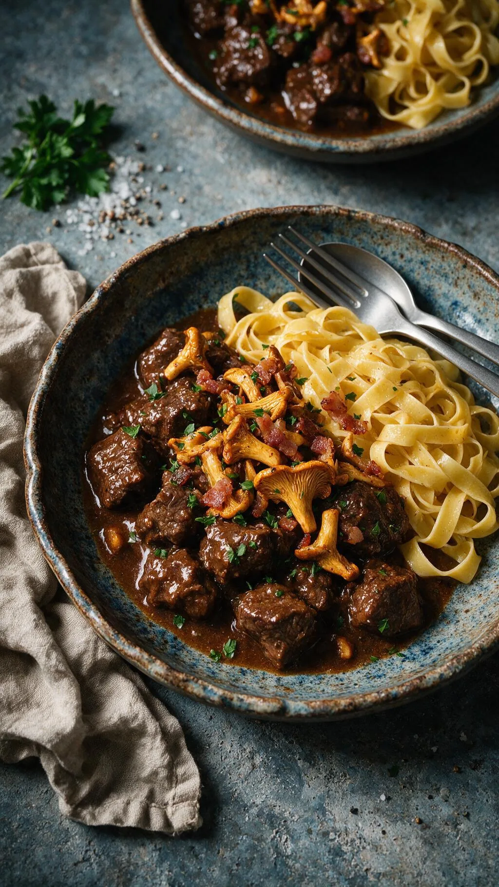 Bierfleisch mit Pilzen