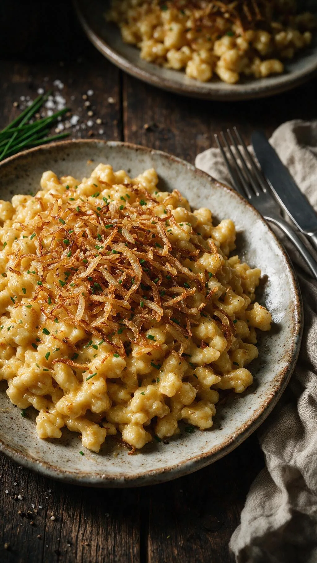 Käsespätzle mit Röstzwiebeln