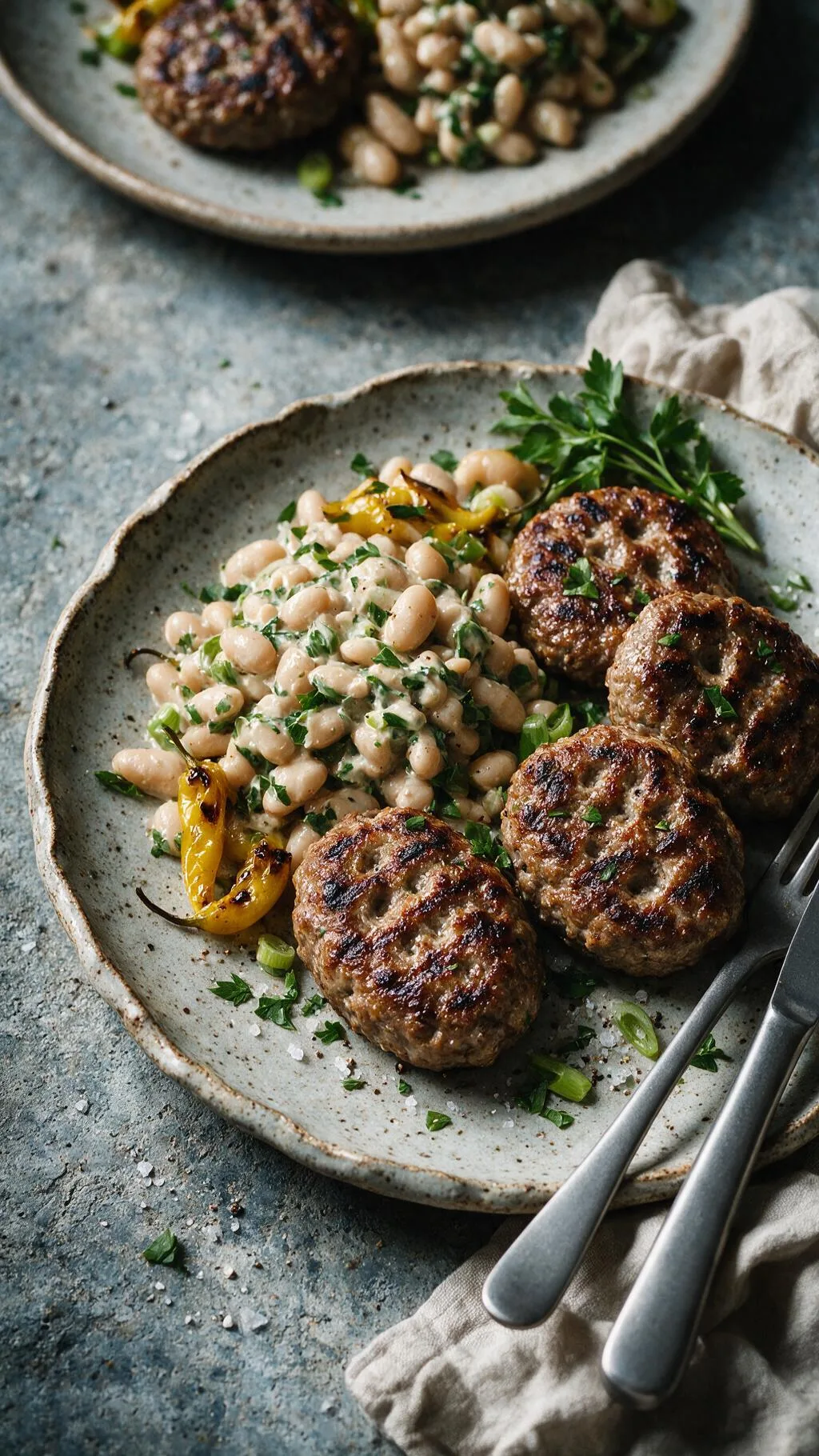 Kalbs-Köfte mit Bohnensalat