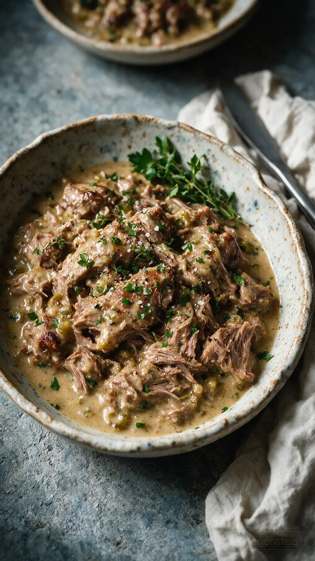 Kalbshaxe mit Gewürzgurkensauce