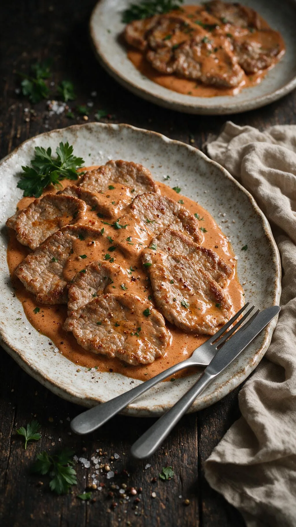 Kalbsschnitzel mit Paprikasauce