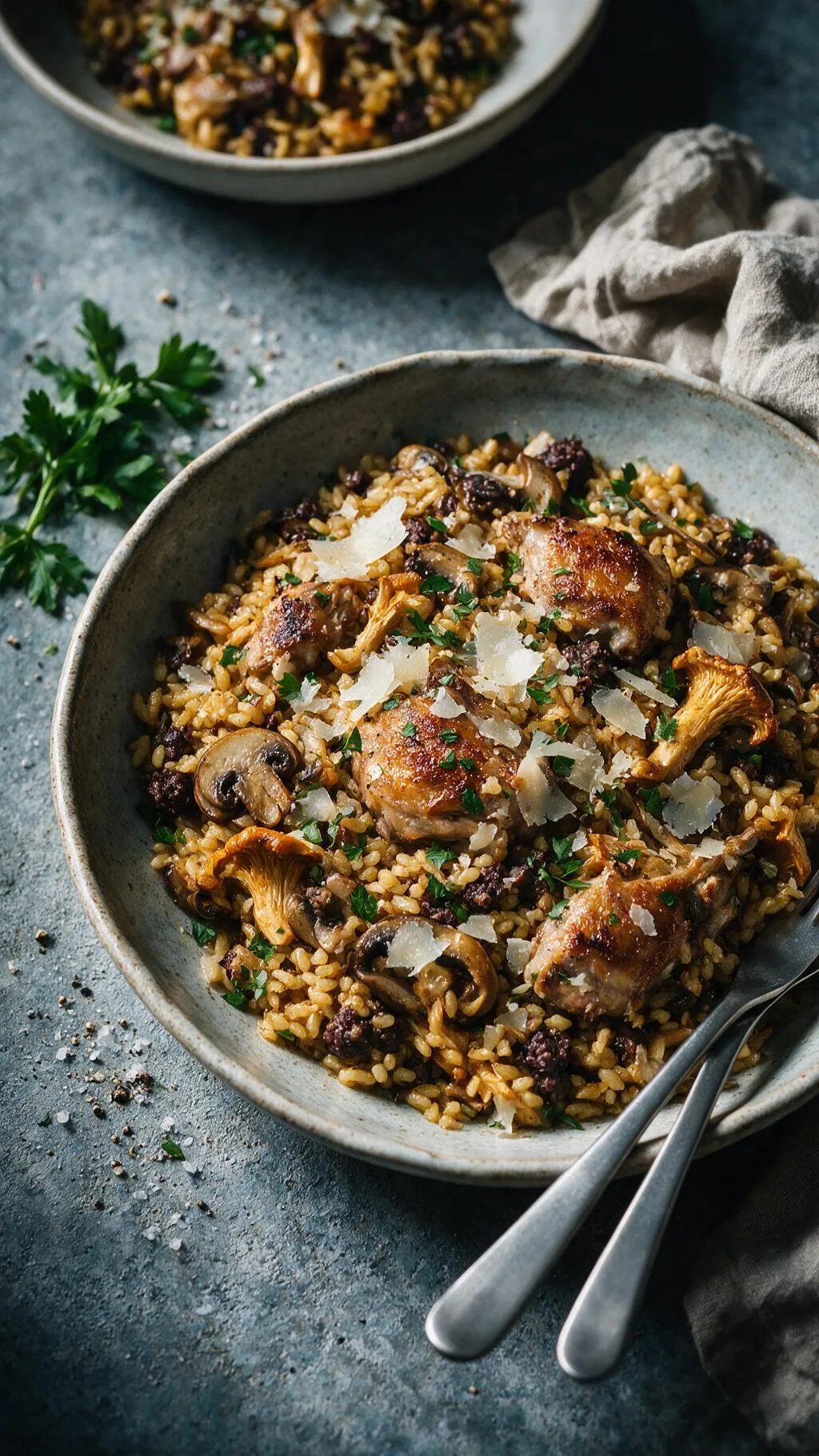 Kaninchen mit Pilzreis
