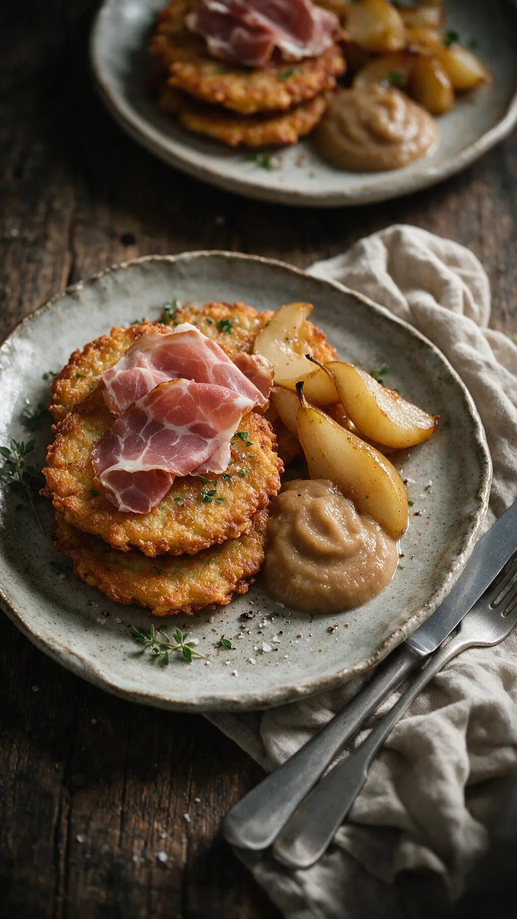Kartoffelpuffer mit Fruchtpüree