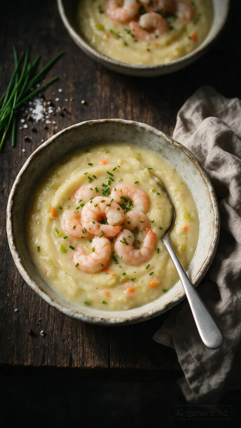 Kartoffelsuppe mit Garnelen