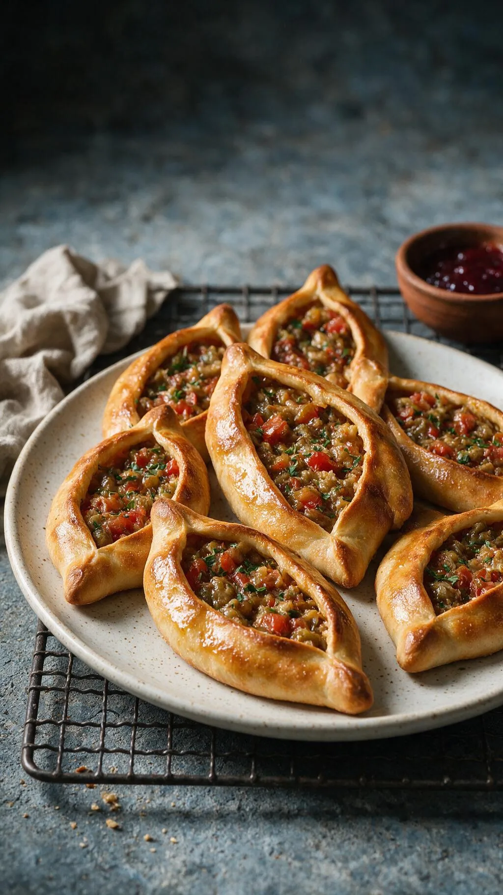 Kleine Pide mit Auberginenfüllung