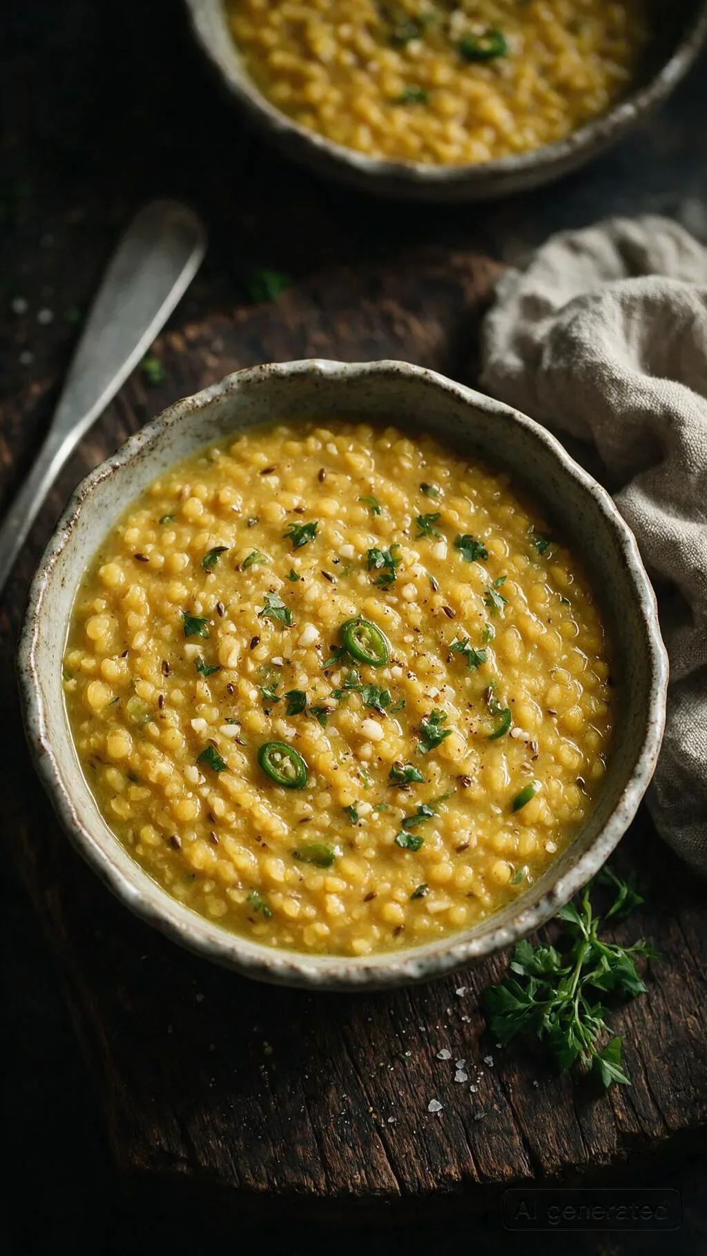 Grüne Linsen mit Knoblauch