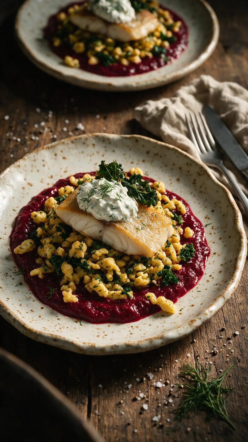 Kräuterspätzle mit Rote Bete