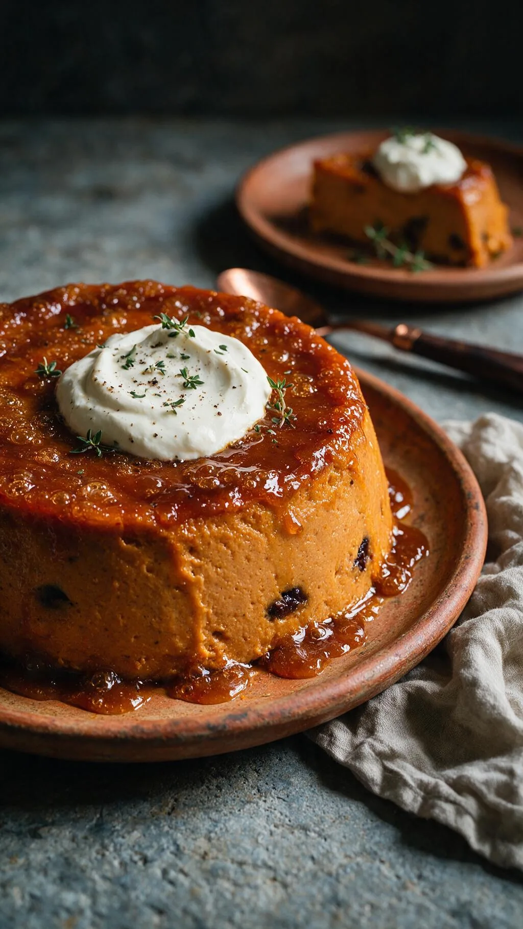 Kürbis-Brotpudding mit Pflaumen