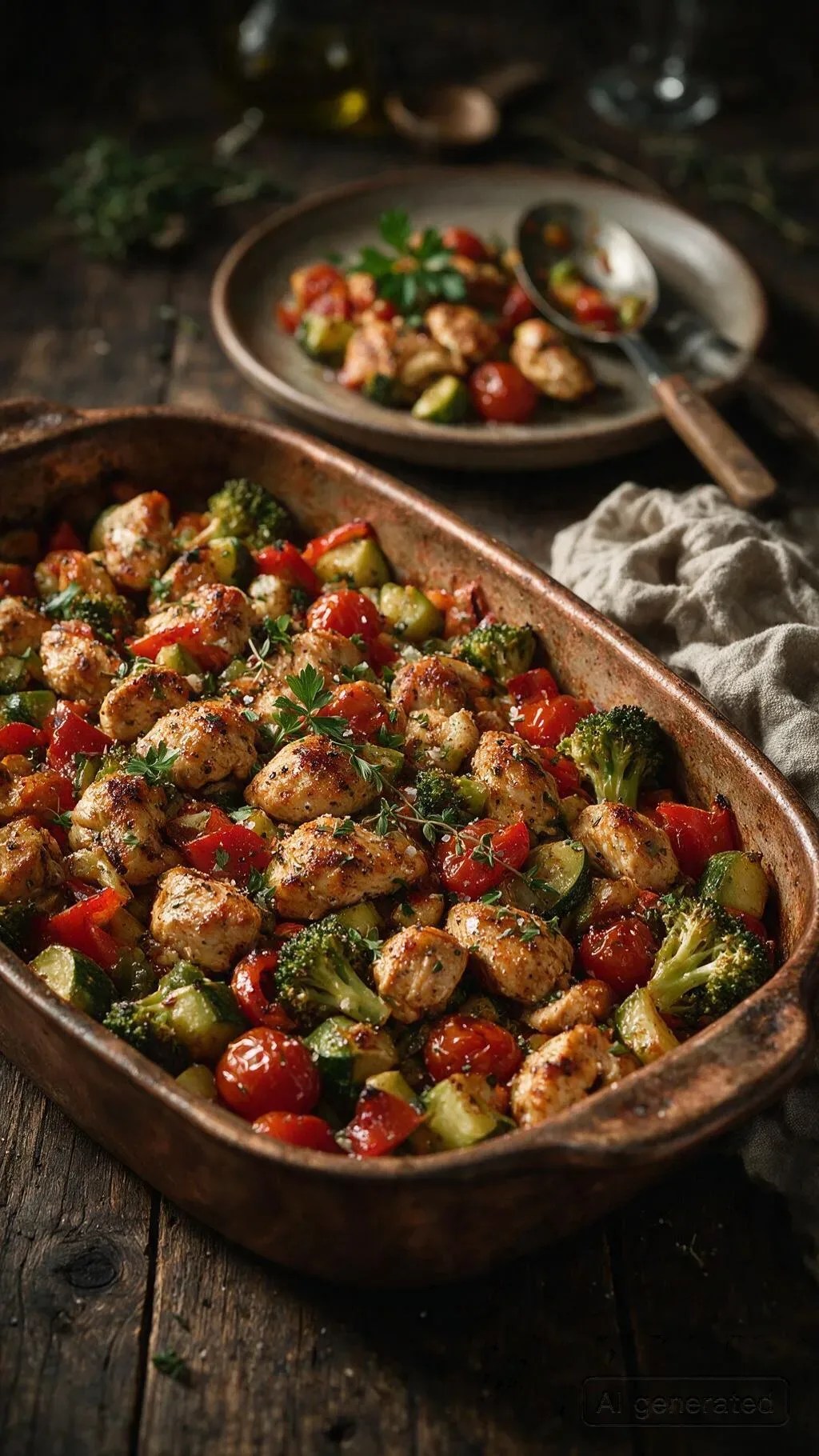 Buntes Ofengemüse mit Hähnchen