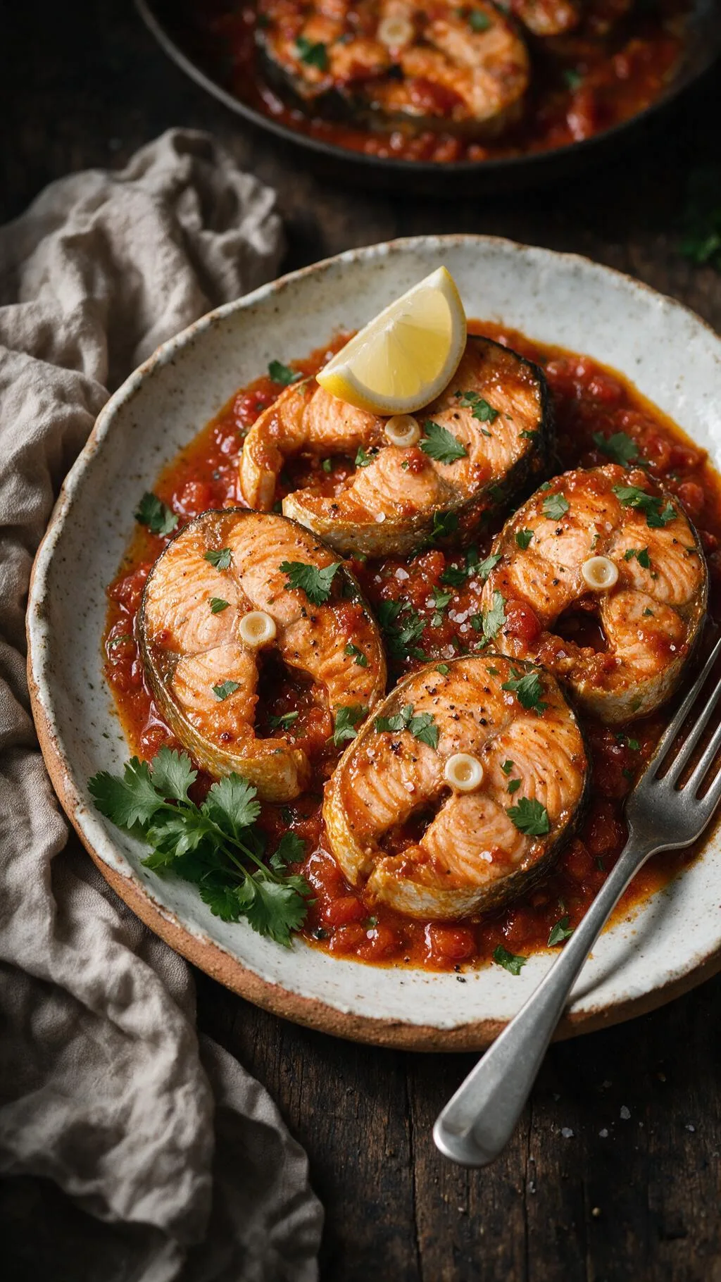 Lachssteaks in Chraimeh-Sauce