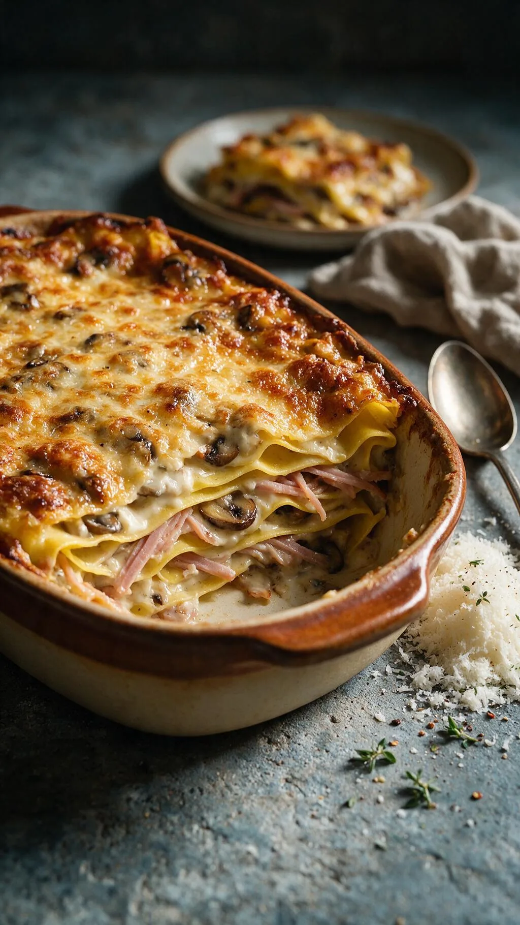 Pilz-Schinken-Lasagne