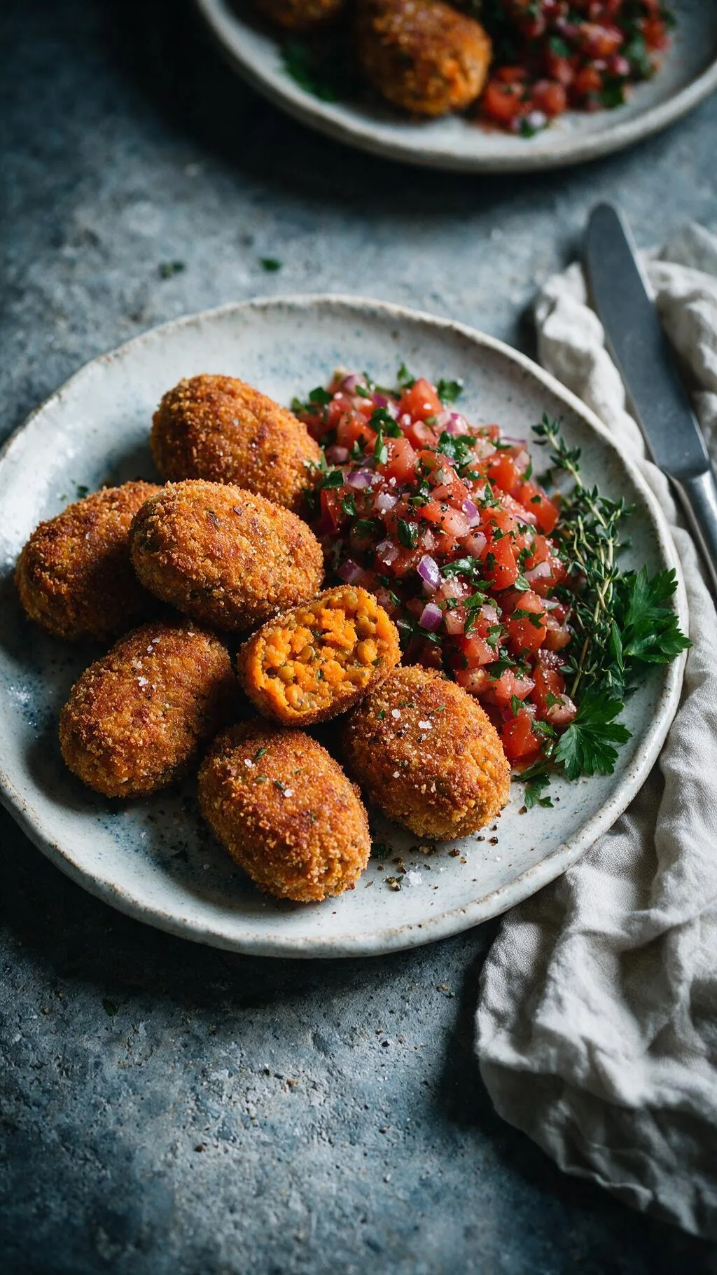 Linsen-Süßkartoffel-Kroketten