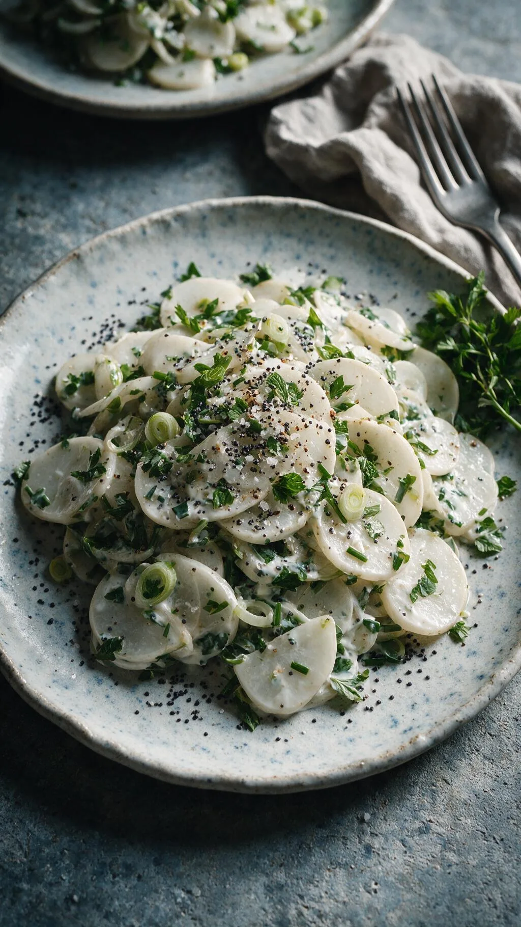 Mairübensalat mit Joghurt und Mohn