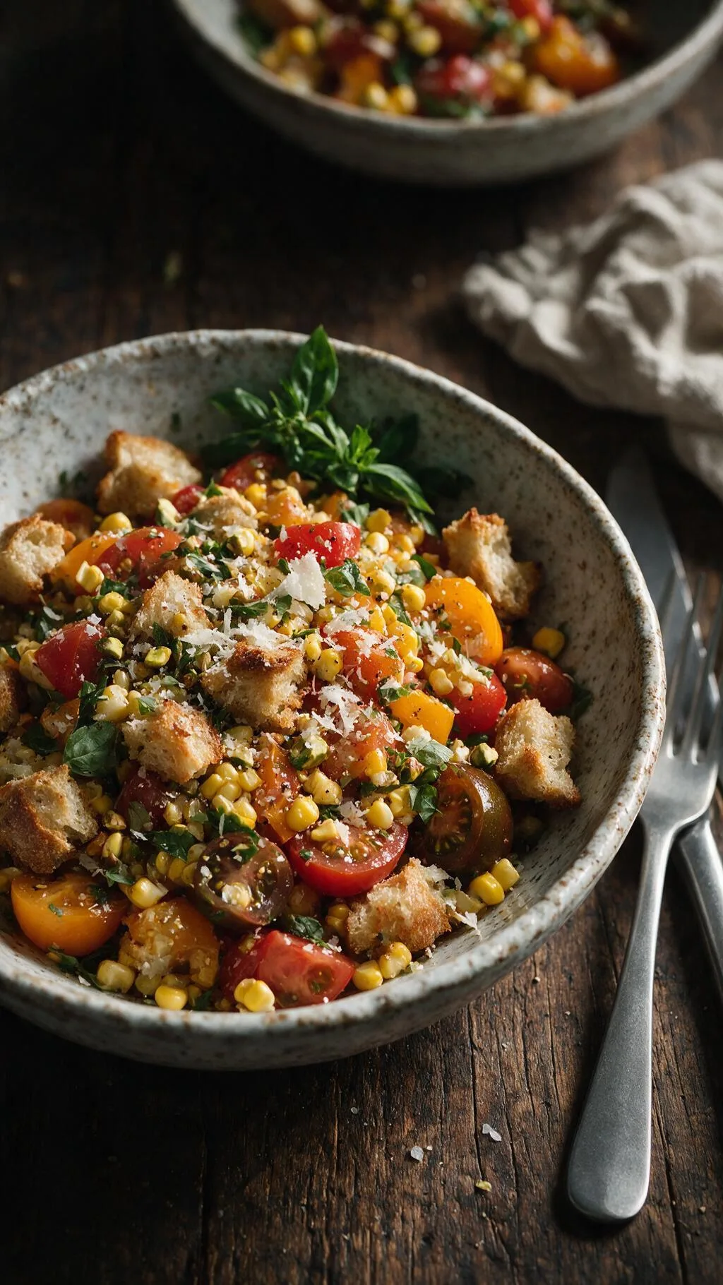 Mais-Tomatensalat mit Croutons