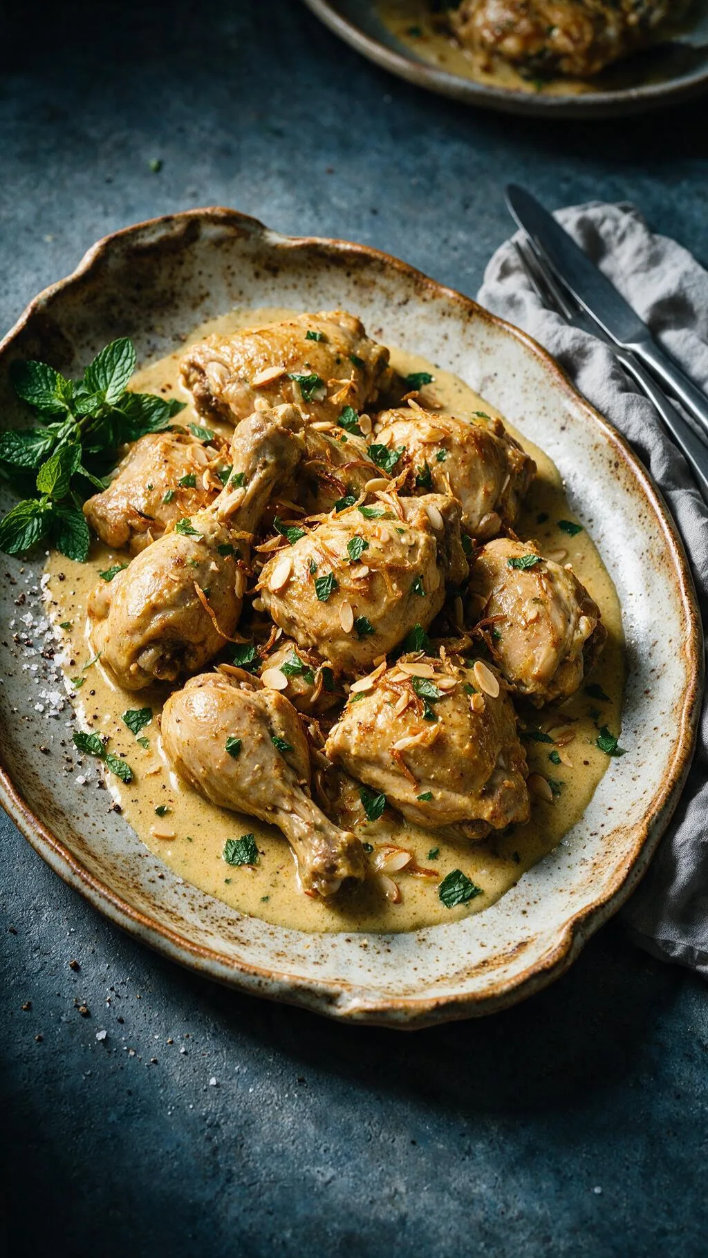 Mandelhähnchen mit Joghurt-Minz-Sauce