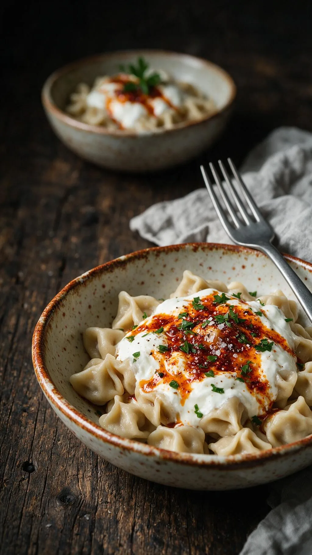 Mantı mit Joghurt und Paprikabutter