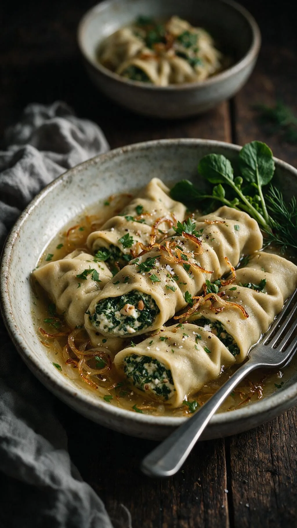 Maultaschen mit Radieschenblätterfüllung