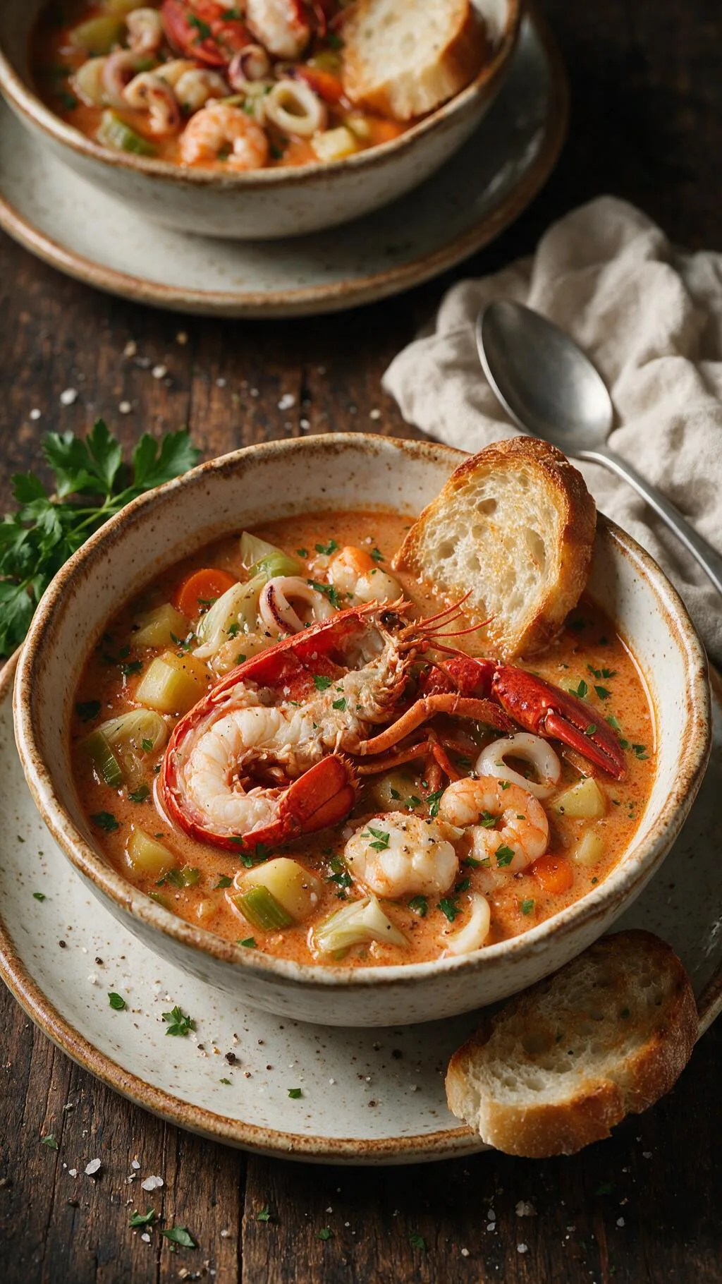 Meeresfrüchtesuppe mit Hummer
