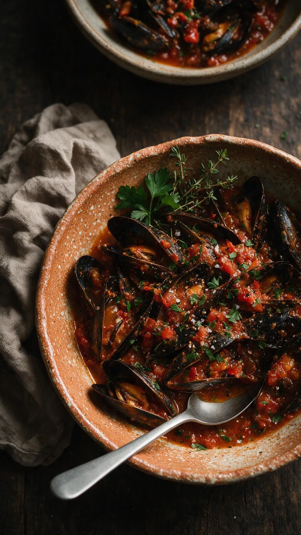 Muscheln in pikanter Sauce