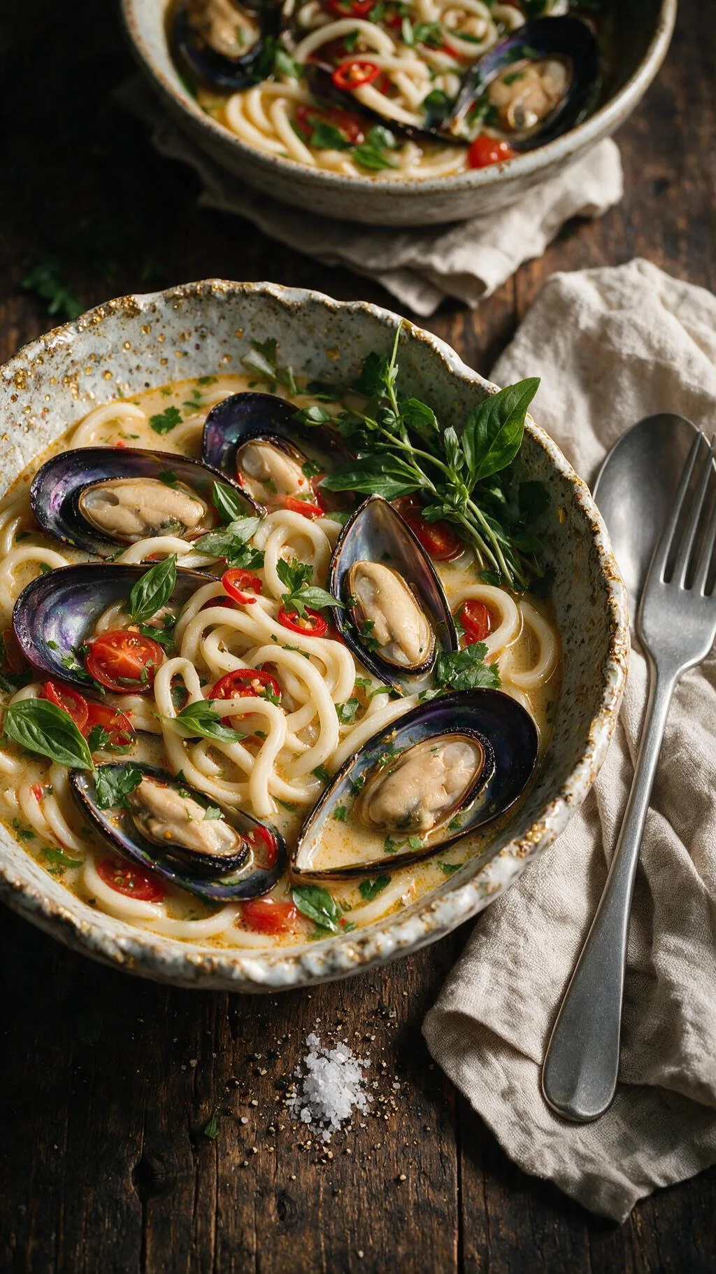 Muschelsuppe mit Udon