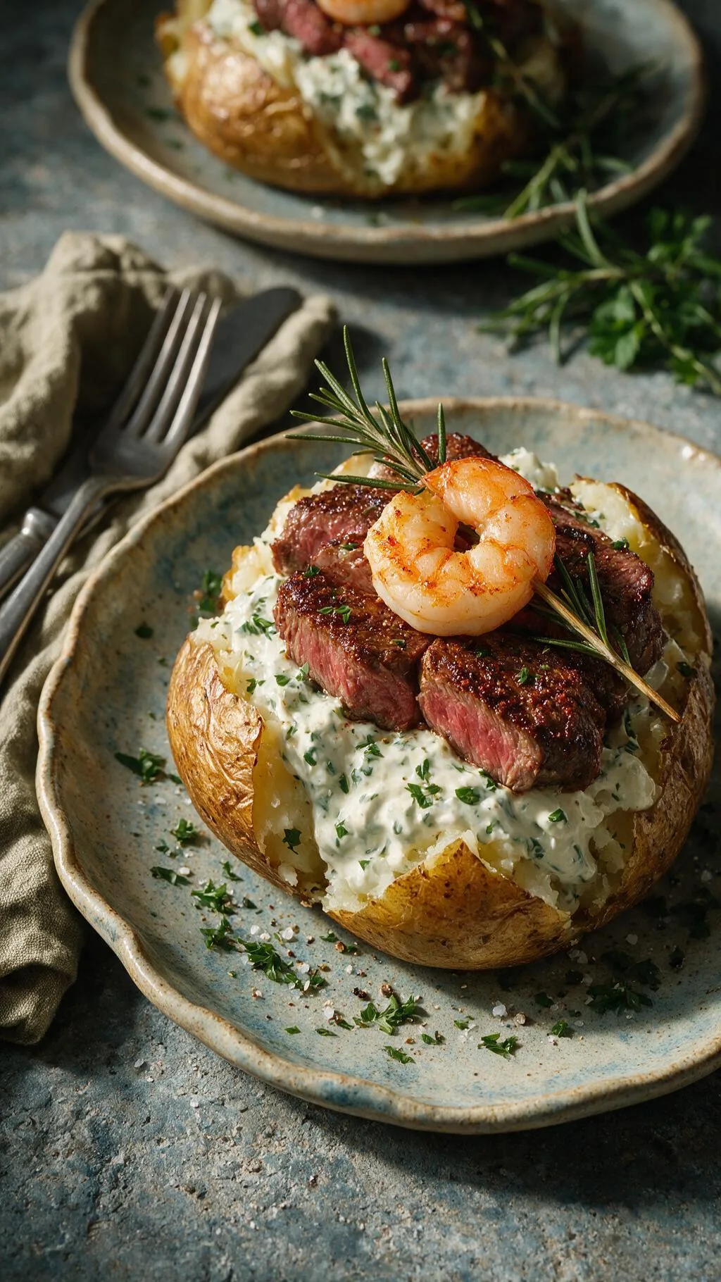 Ofenkartoffel Surf and Turf
