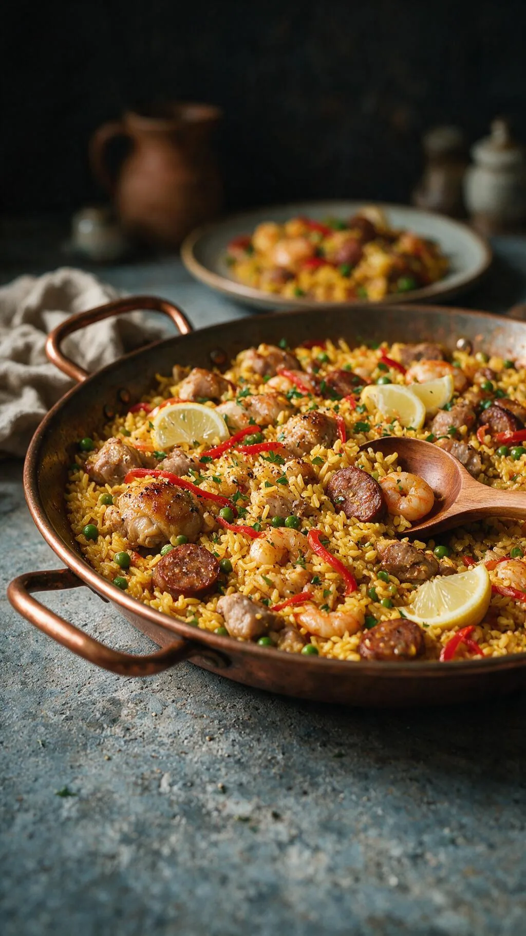 Paella mit Hähnchen und Schwein