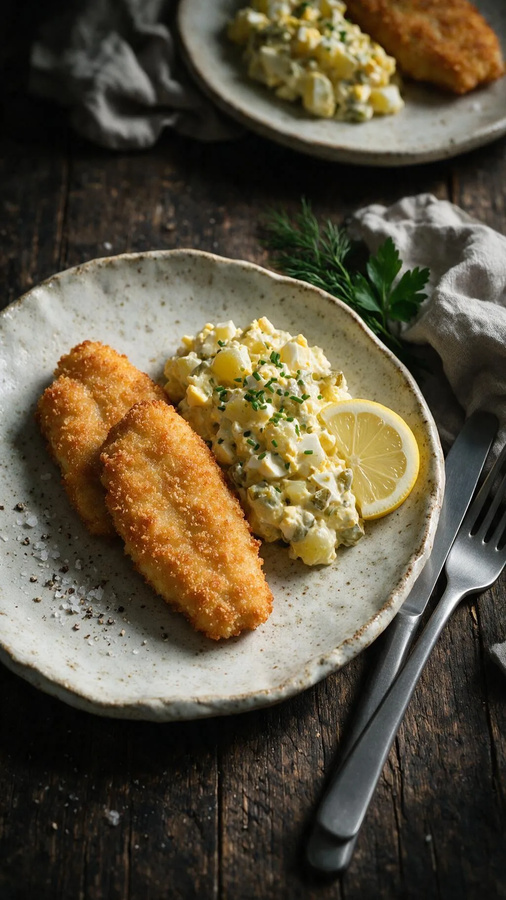 Panierter Fisch & Kartoffelsalat