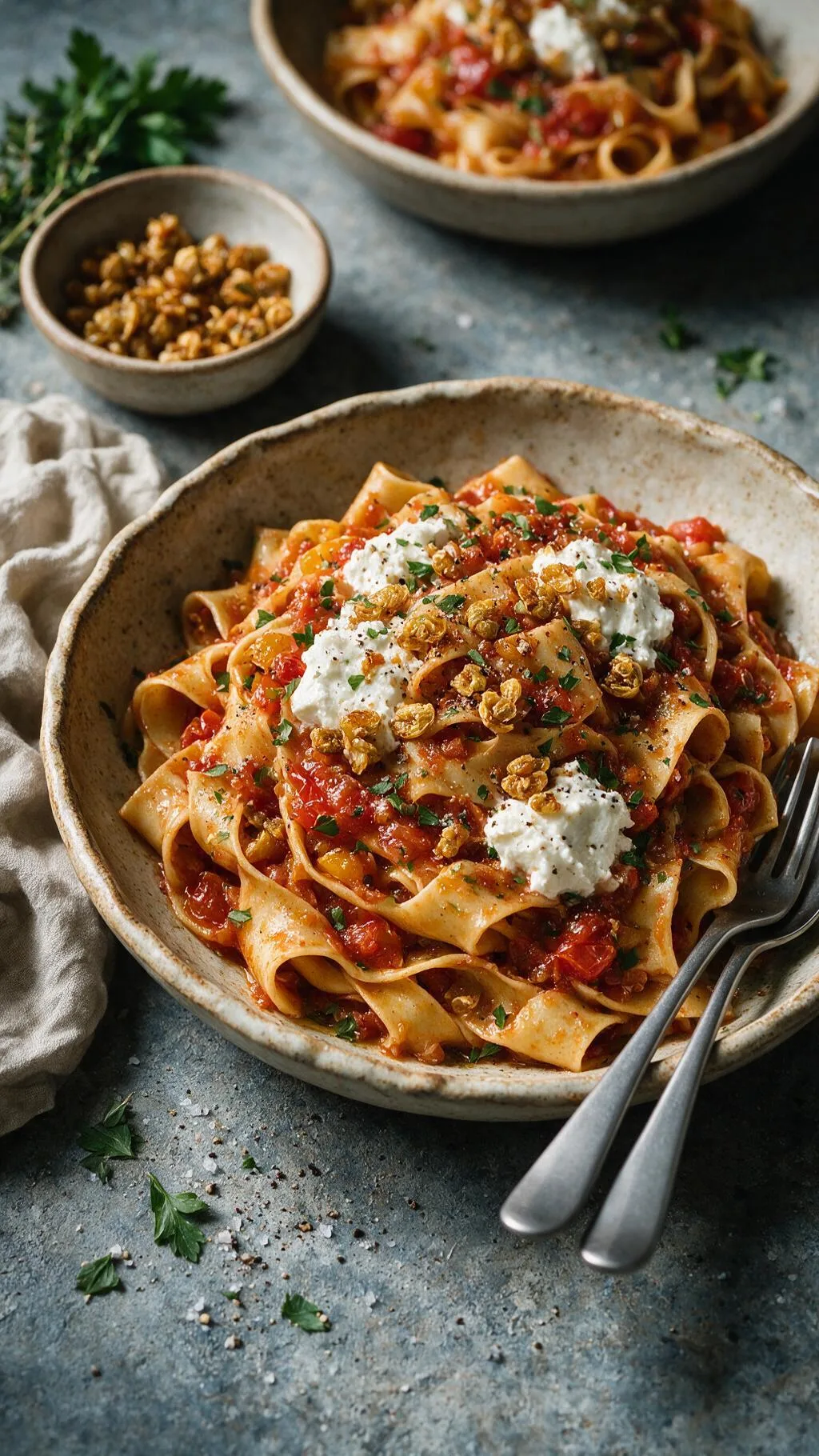 Pappardelle mit gerösteten Tomaten