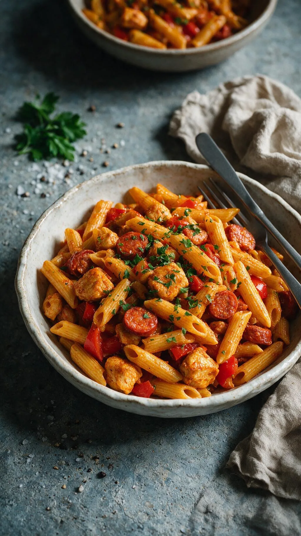 Penne mit Hähnchen und Chorizo