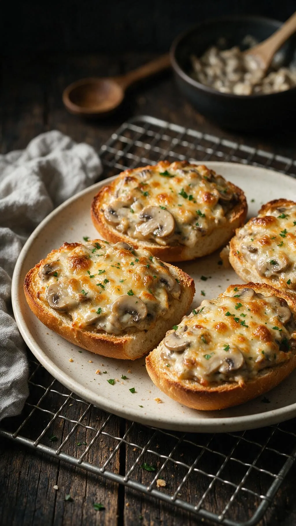 Pizzabrötchen mit Pilzen