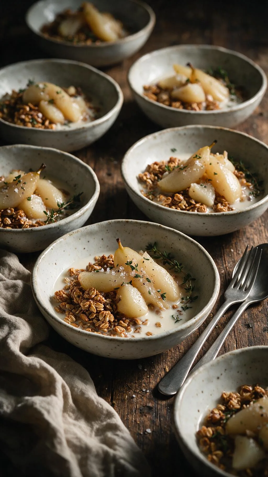 Pochierte Birnen mit Granola