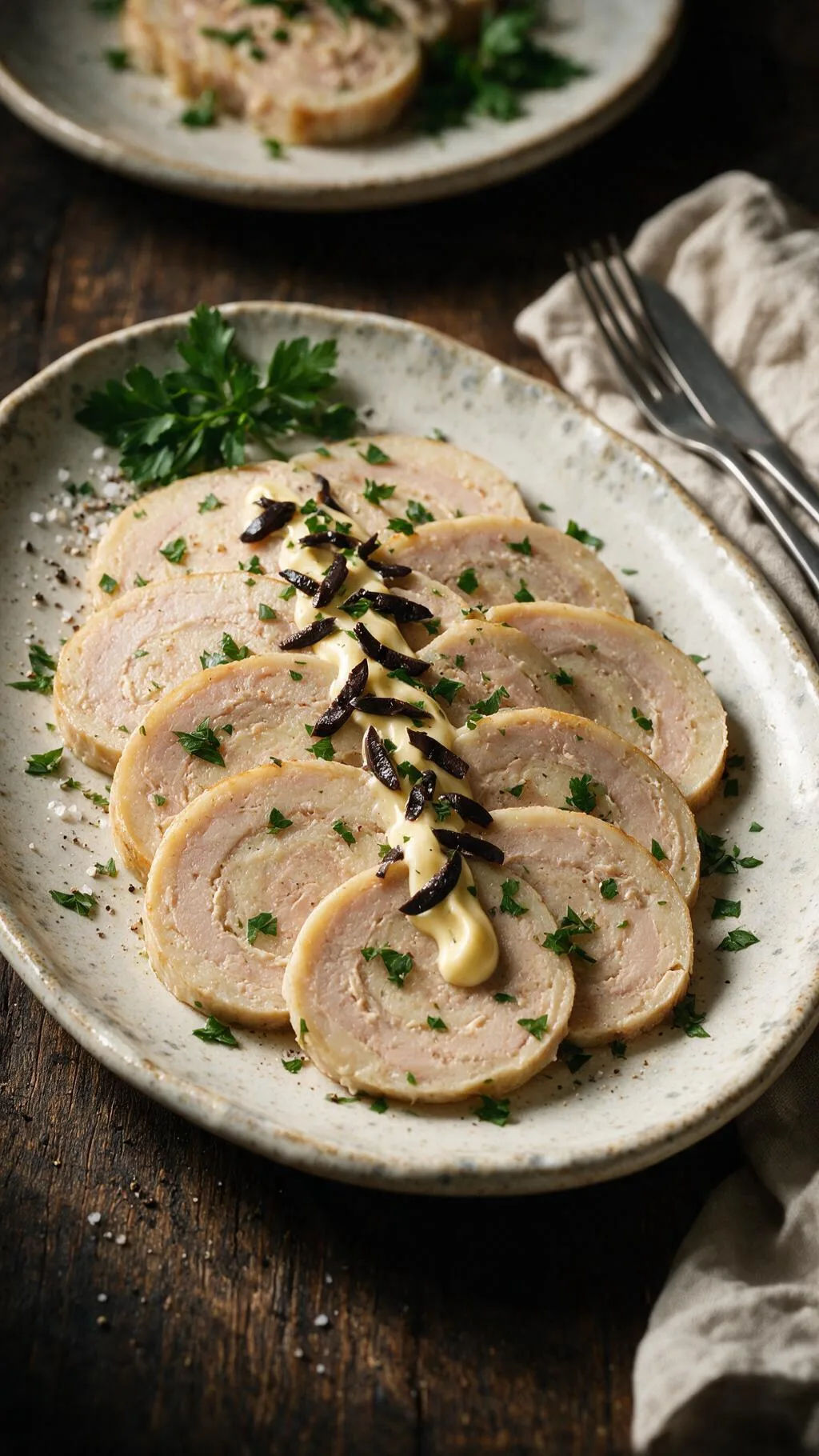 Pochierte Thunfisch-Kartoffel-Rolle