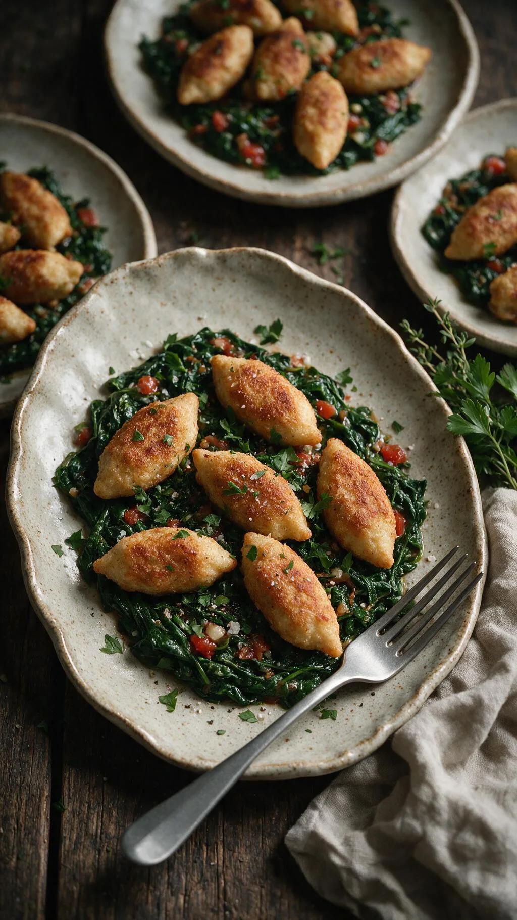 Quarkklößchen mit Spinat