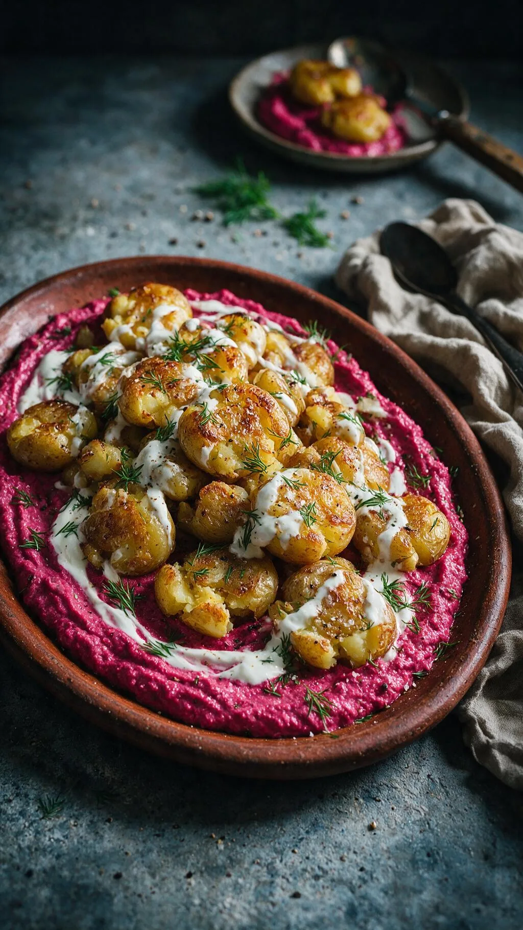 Quetschkartoffeln mit Rote-Bete-Püree
