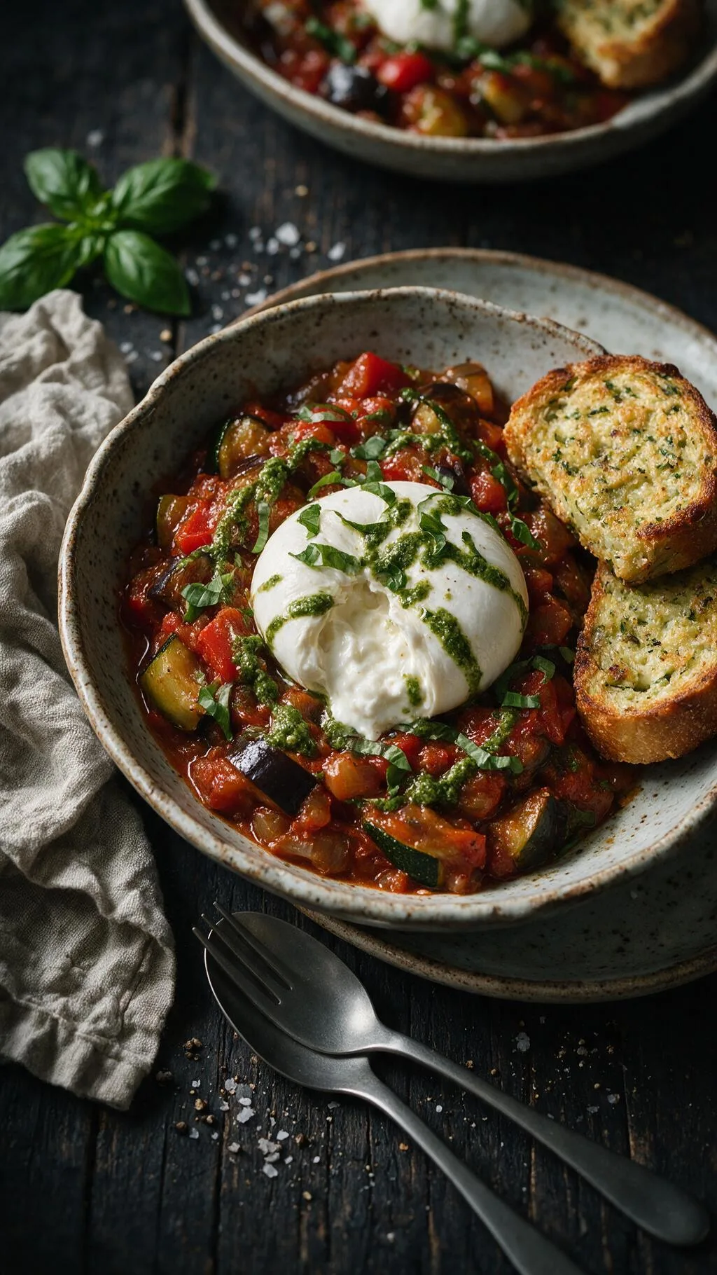 Ratatouille mit Zucchinibrot