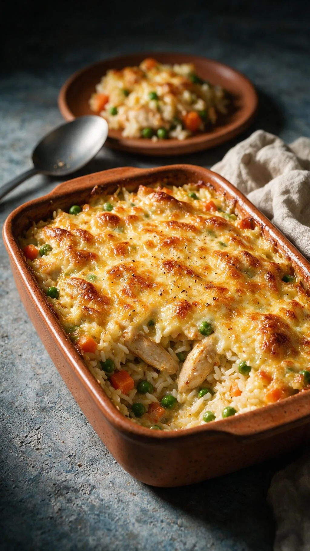Überbackener Hähnchen-Reis-Auflauf
