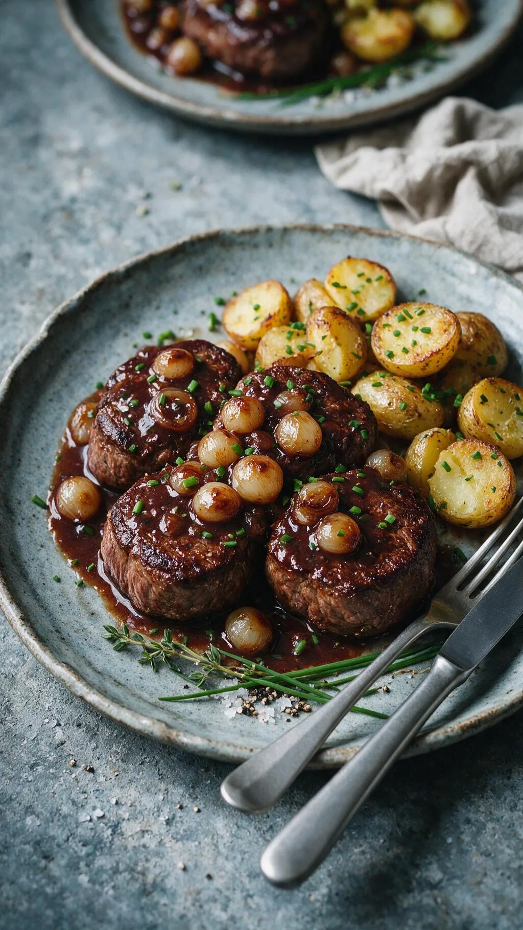 Rinderfilet mit Perlzwiebeln