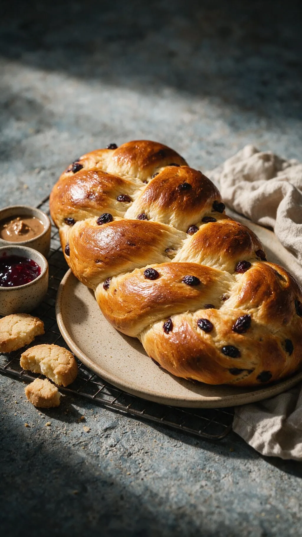 Hefezopf mit Rosinen