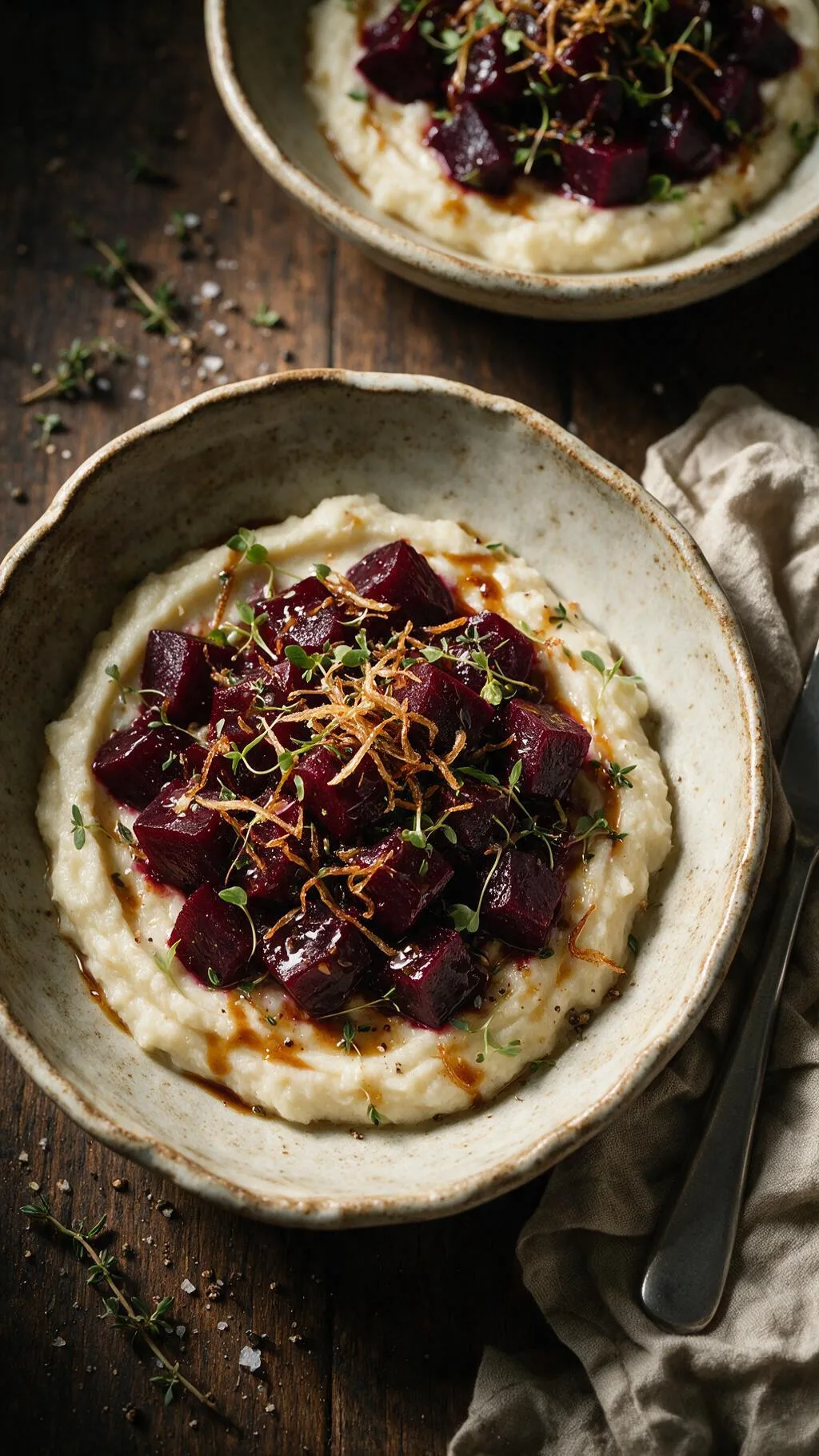 Rote-Bete-Salat mit Selleriepüree