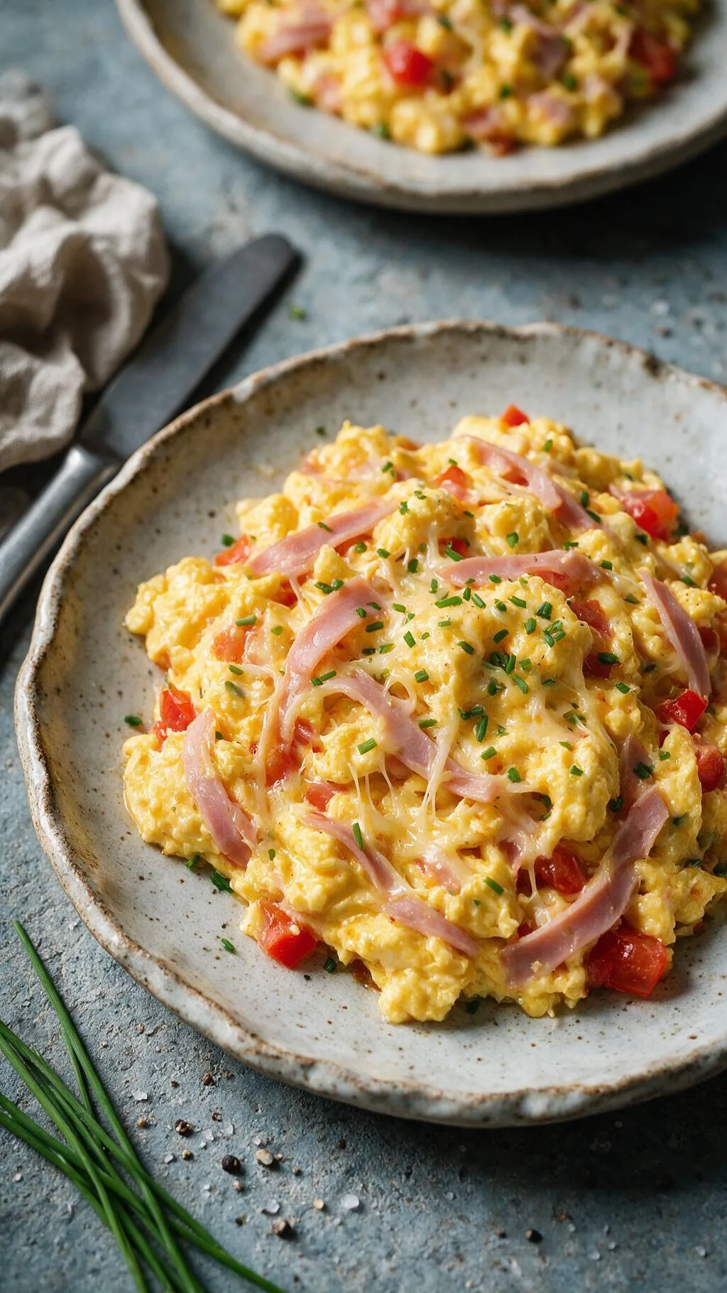 Rührei mit Schinken und Käse