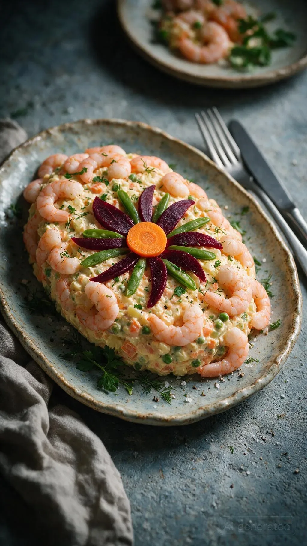 Russischer Garnelensalat