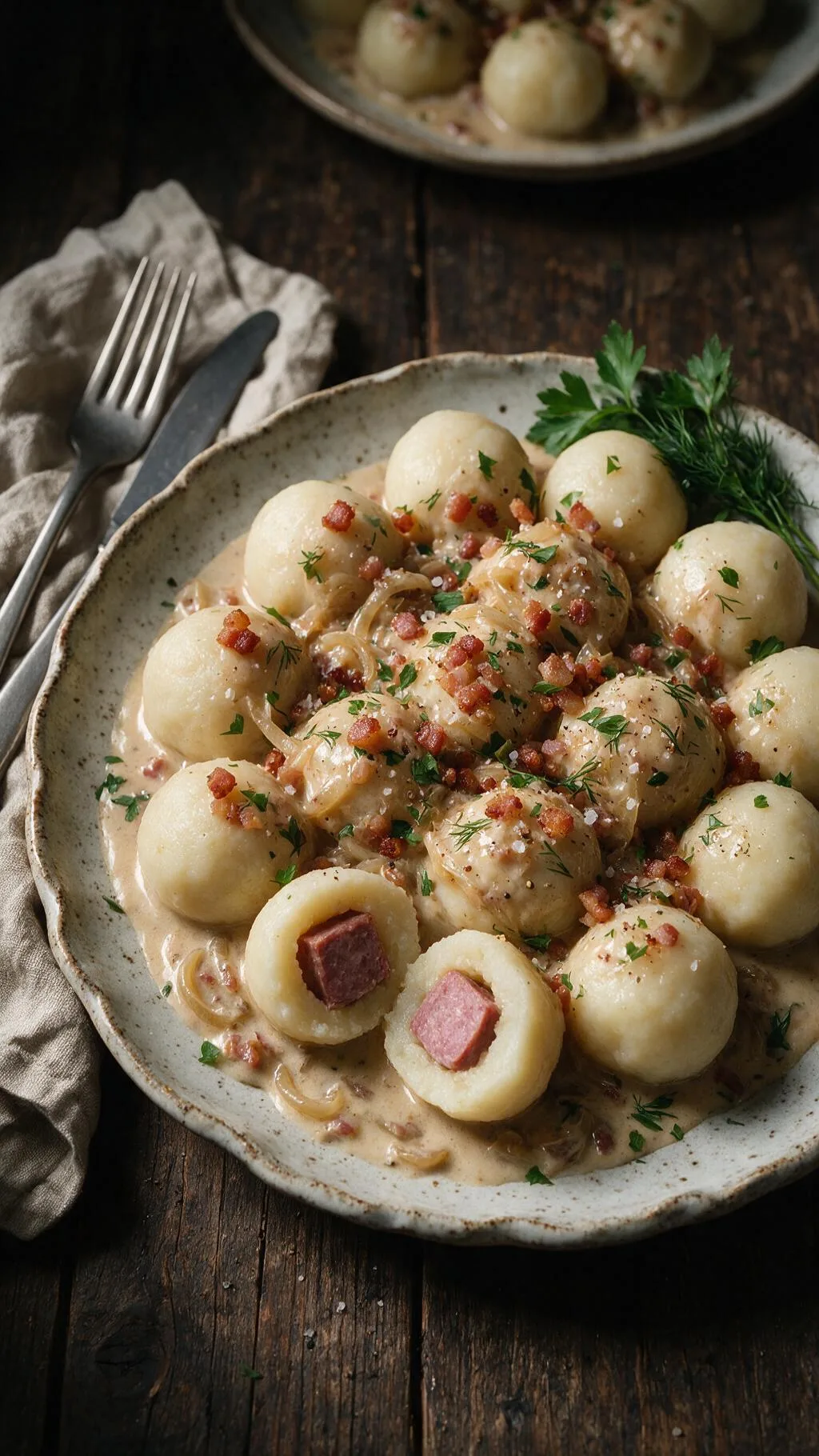 Kartoffelklöße mit Wurstfüllung
