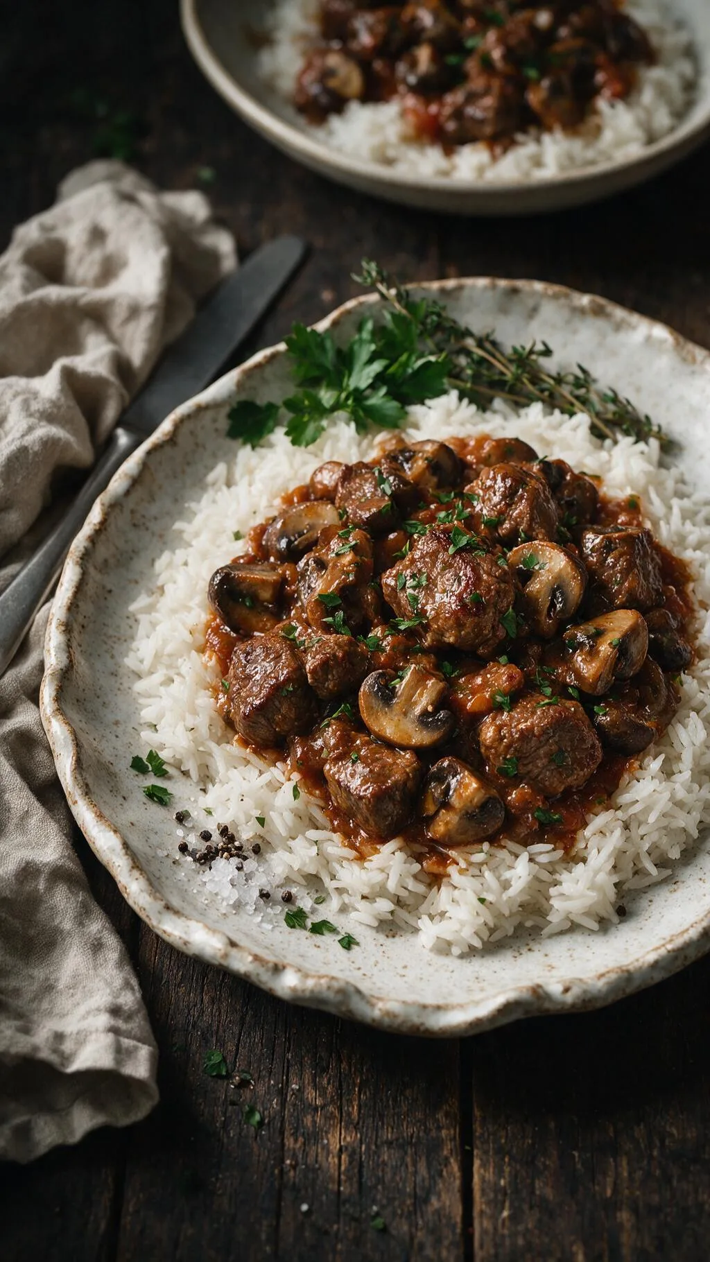 Kalbsragout mit Tomaten und Pilzen