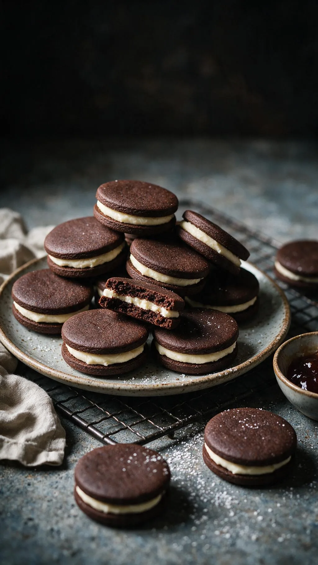 Schoko-Doppelkekse mit Creme