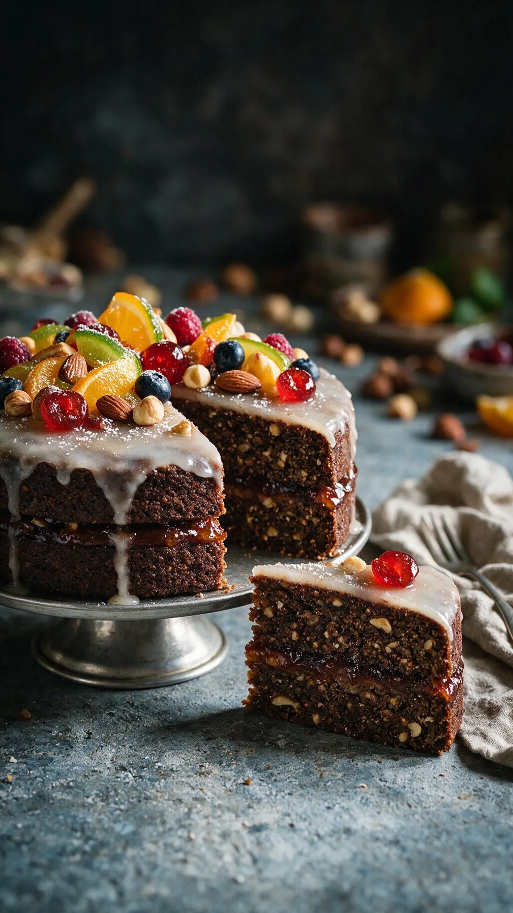 Schwarzbrot-Torte mit Nüssen