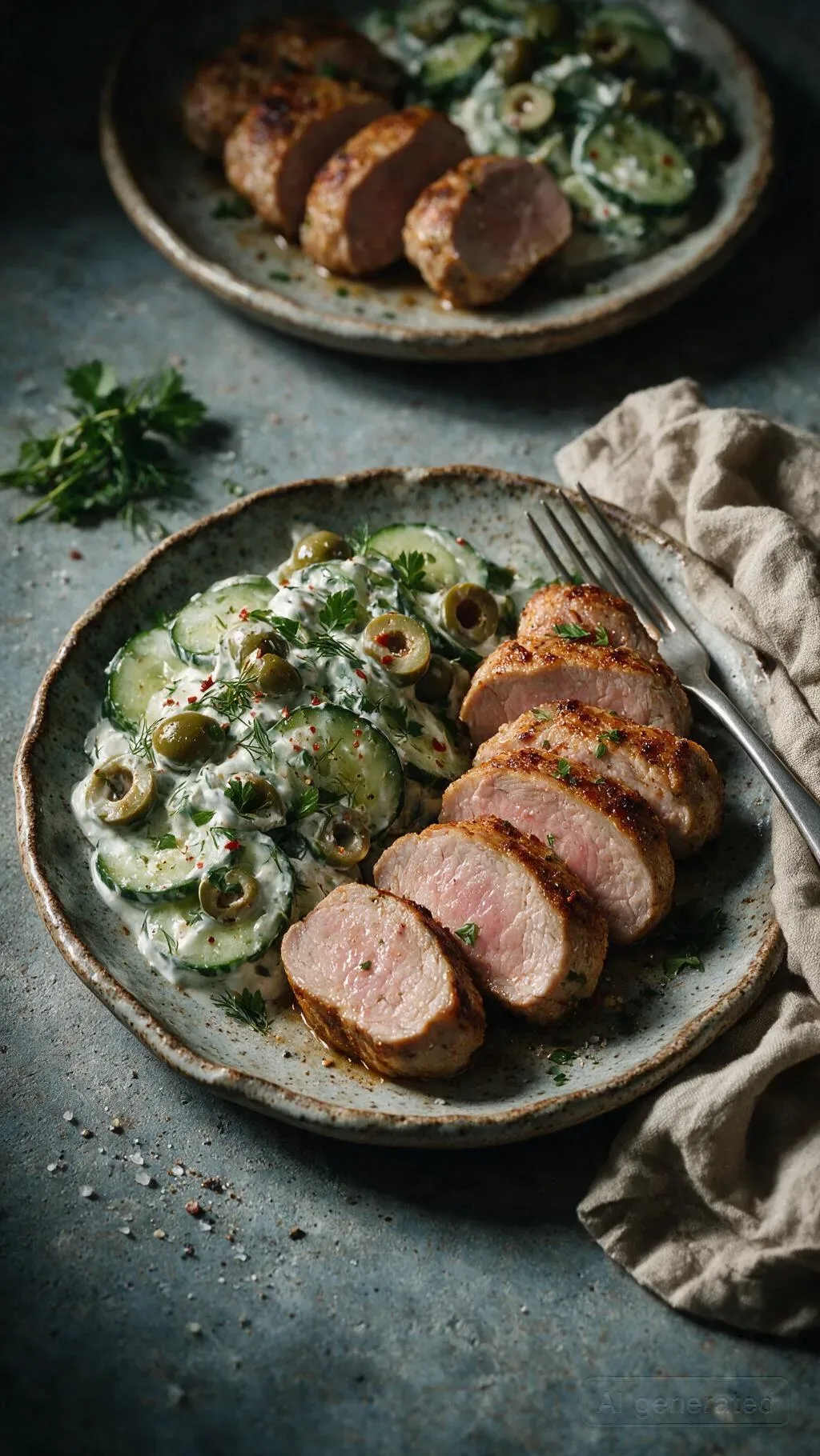 Schweinefilet mit Gurkensalat