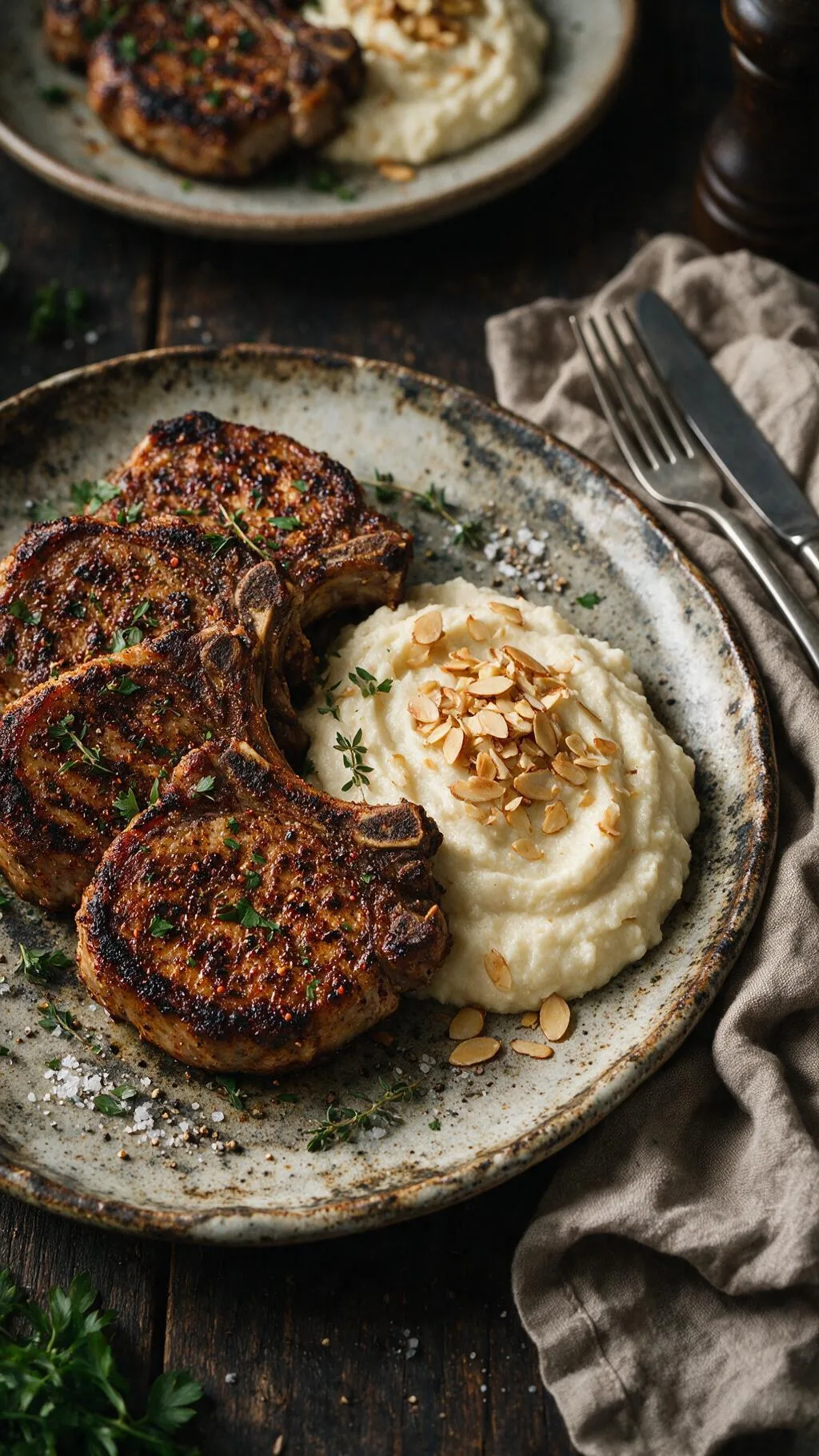 Koteletts mit Blumenkohlpüree