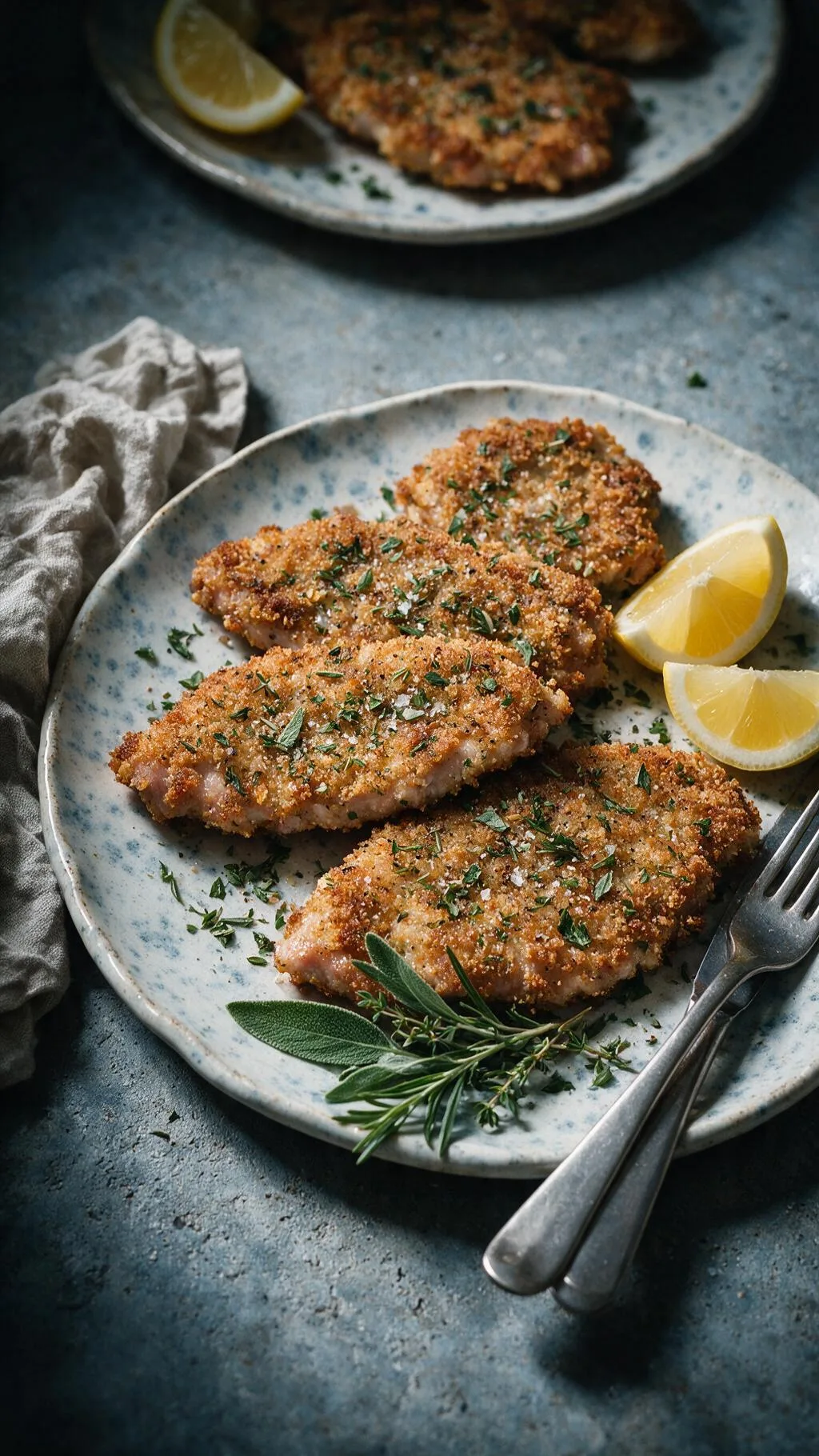 Schweineschnitzel in Kräuterpanade