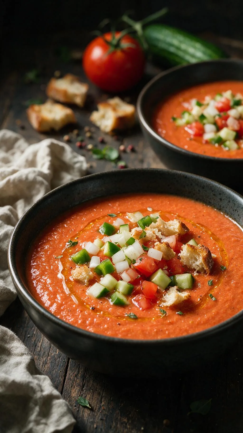 Gazpacho mit Gemüse-Toppings