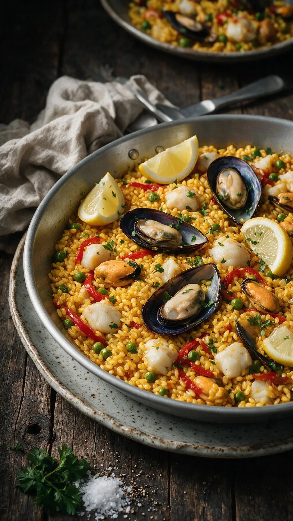 Seeteufel- und Muschel-Paella